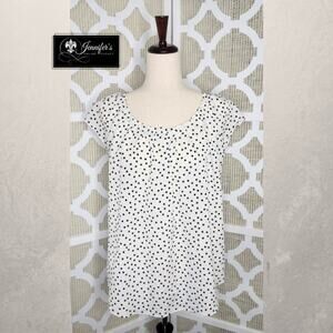 Lauren Conrad Women's Black & White Polka Dot Cap Sleeve Back Tie Top Size L